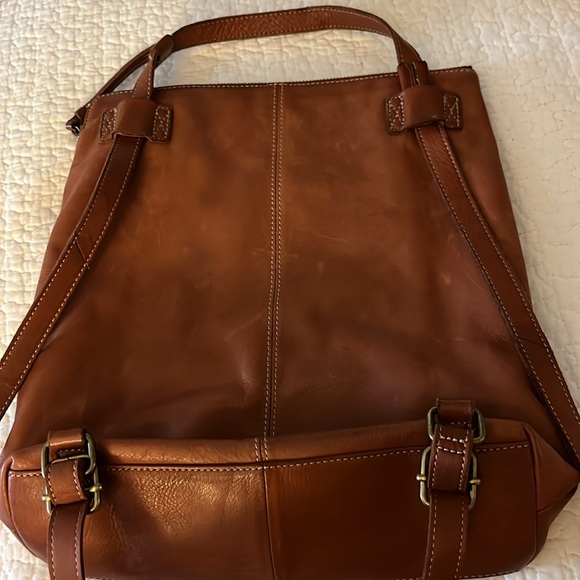 Margot Convertable Cognac Leather Convertible Backpack Laptop Crossbody Bag - Picture 14 of 14